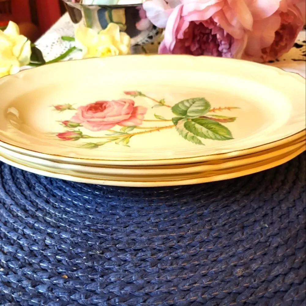 Vintage Mint Set Of 3 Edwin Knowles China Co. Roses Semi Vitreous 11.5